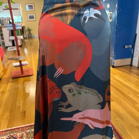 Farm Rio Amazonian Animals Midi Skirt Button Front Colorful Print - Picture 5 of 6